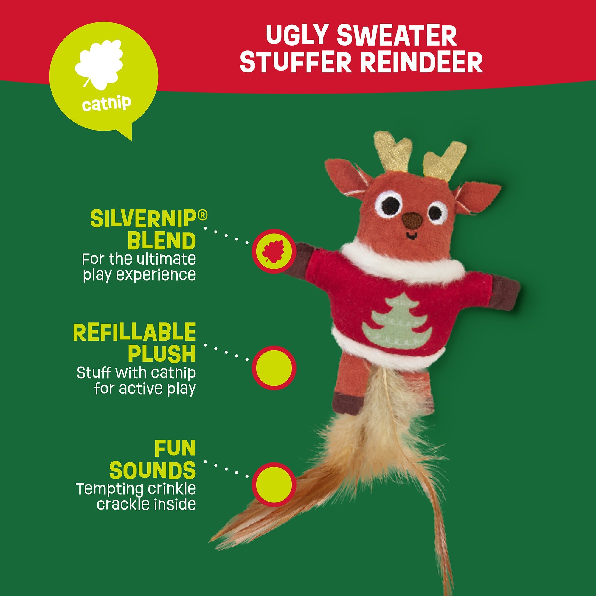 Mad Cat Ugly Sweater Stuffer Reindeer