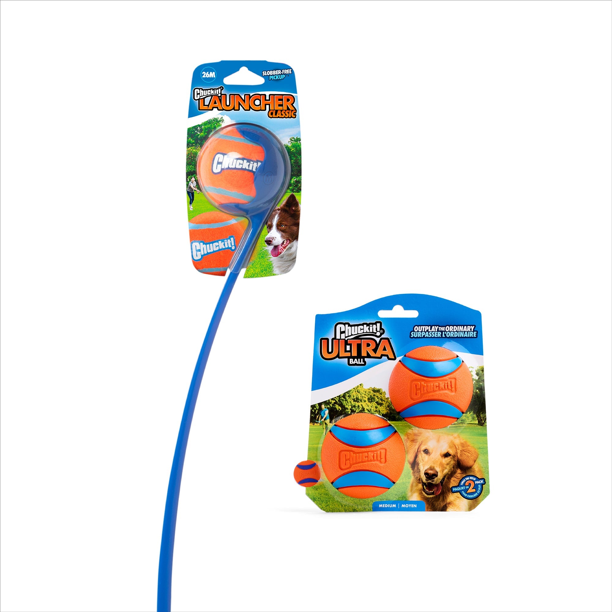 Chuckit! Classic 26M Launcher with Ultra Ball Medium 3 Pack